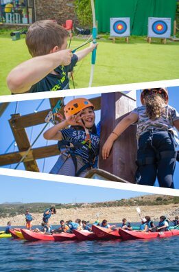multiaventura en grupo con tiro con arco, kayak y tirolinas